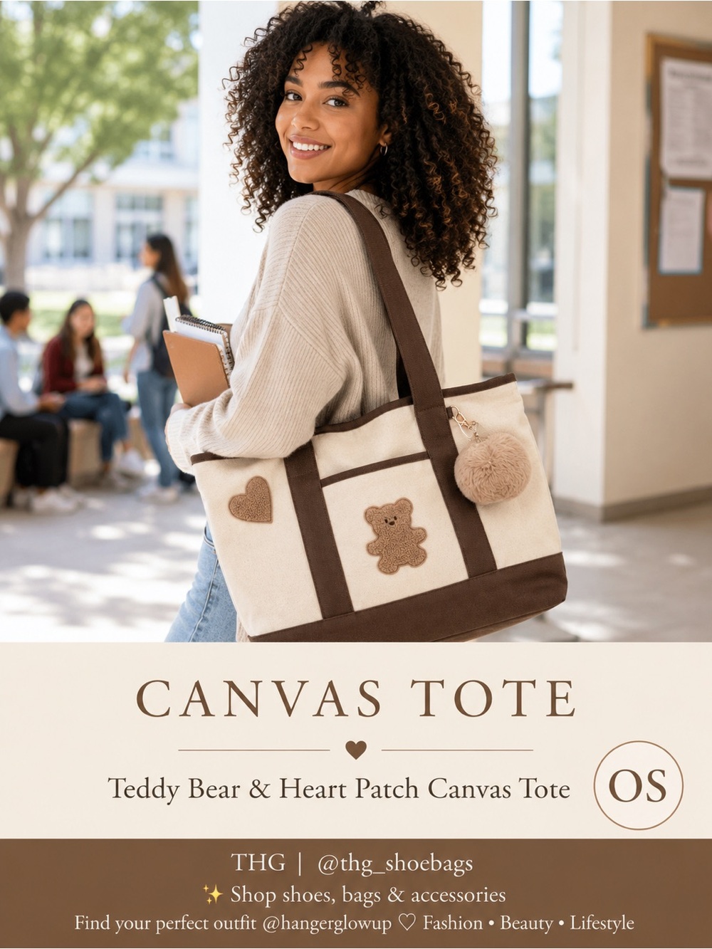 Back to School Teddy Bear Canvas Tote Teacher Laptop Bag NWT